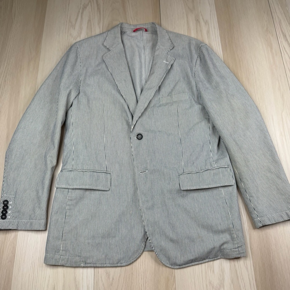 GANT Blazer Blue White Seersucker Cotton Stripe Two Button Men's Size 52 (42)